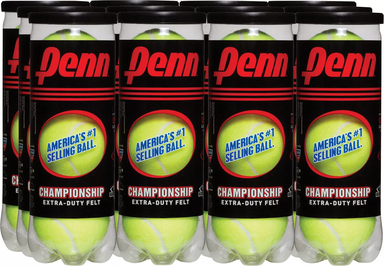 Penn Championship Extra Duty Tennis Balls - 12 Can Pack 3 Penn Championship Extra Duty Tennis Balls - 12 Can Pack